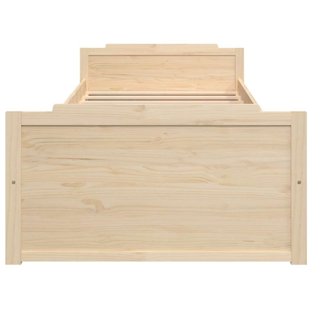 Sengeramme 90×200 cm / enkeltseng med oppbevaringsskuffer / seng i massiv furu – Natur