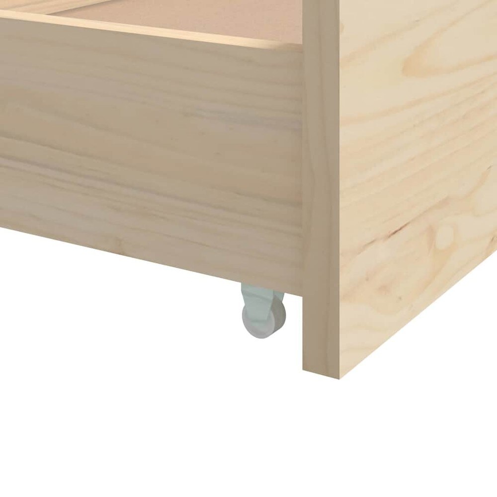 Sengeramme 90×200 cm / enkeltseng med oppbevaringsskuffer / seng i massiv furu – Natur