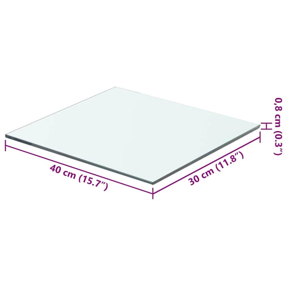 Glasshylle 40×30 cm / hylleplate i herdet glass / vegghylle – Gjennomsiktig