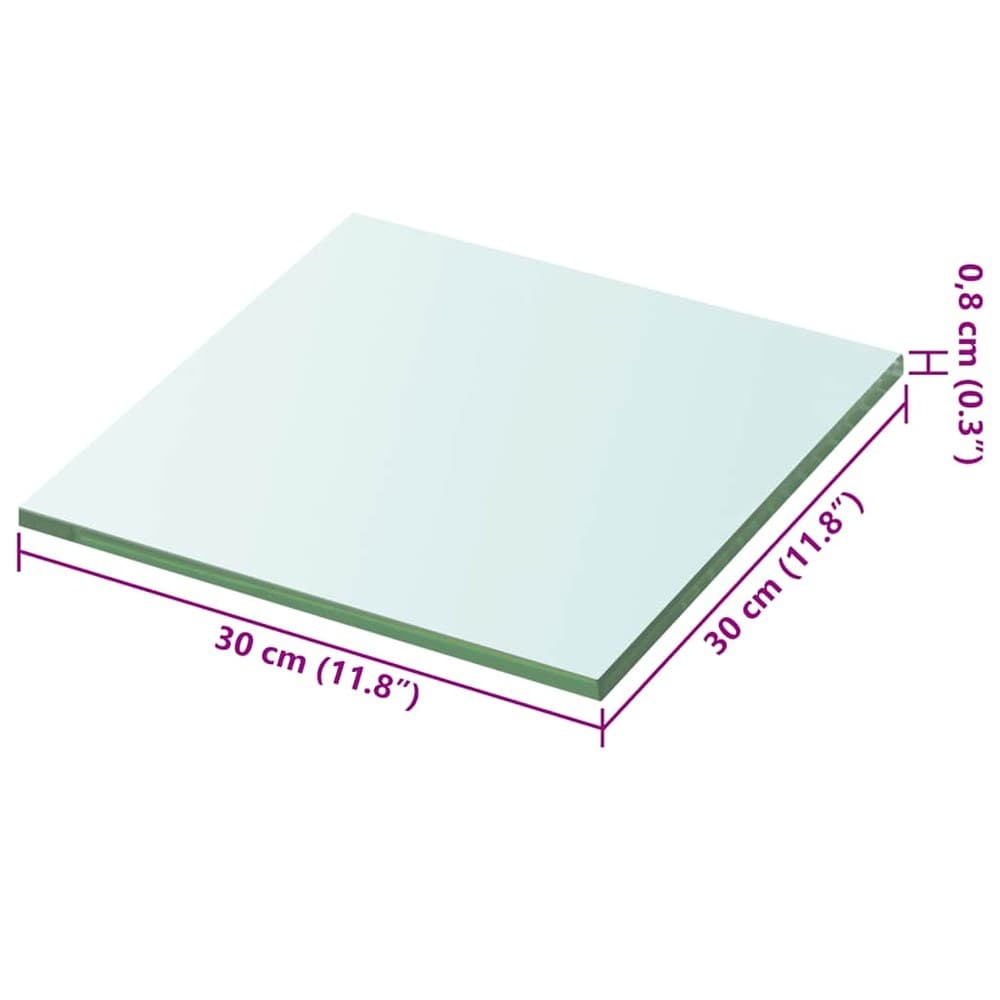 Glasshylle 30×30 cm / hylleplate i herdet glass / vegghylle – Gjennomsiktig