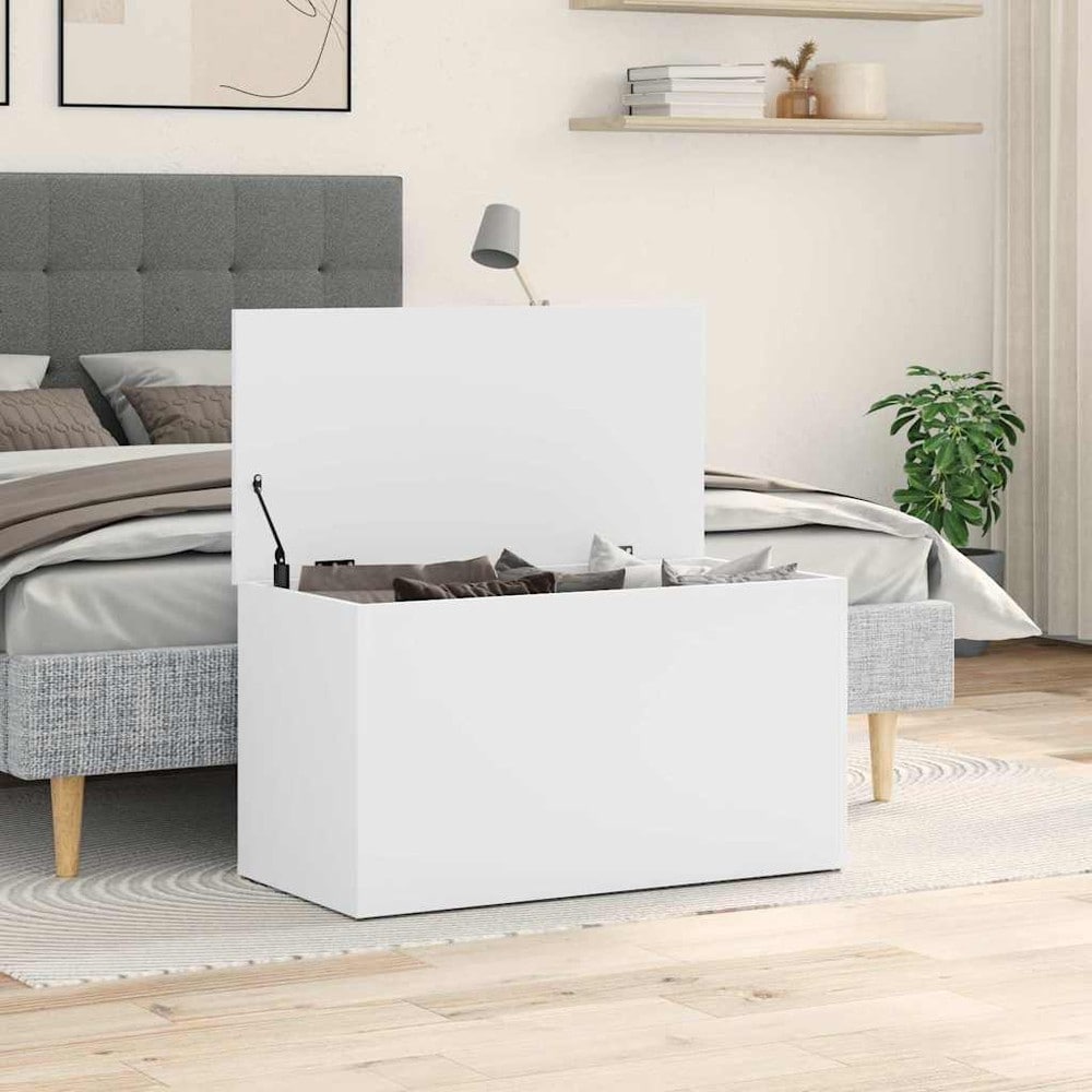 Oppbevaringskiste 84×42×46 cm / kiste med lokk / oppbevaring – Hvit
