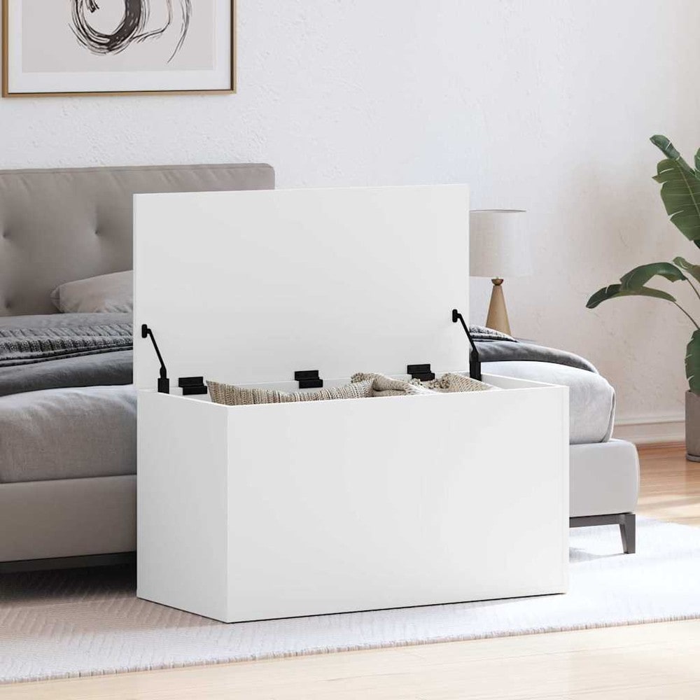 Oppbevaringskiste 84×42×46 cm / kiste med lokk / oppbevaring – Hvit