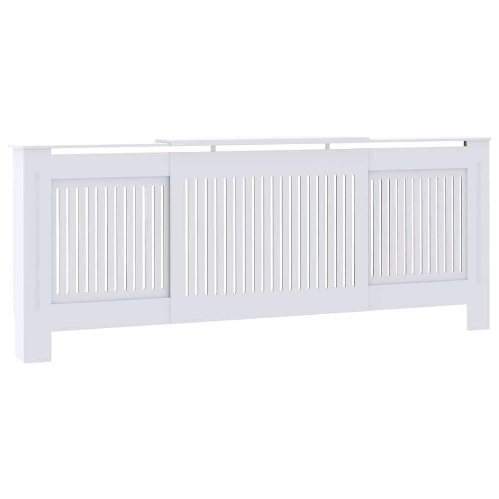 Elementbeskyttelse 142–205×20,5×81,5 cm / radiatorbeskyttelse med ribber og hylle – Hvit