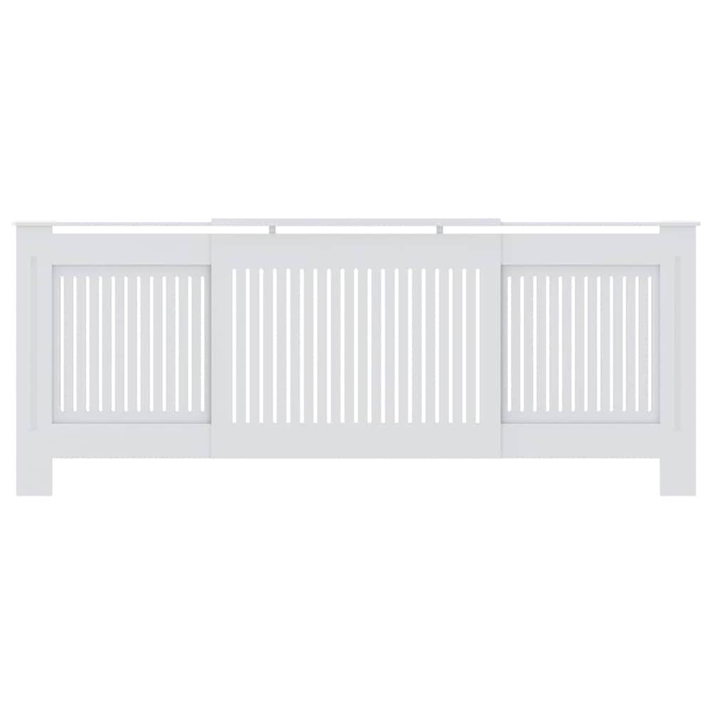 Elementbeskyttelse 142–205×20,5×81,5 cm / radiatorbeskyttelse med ribber og hylle – Hvit