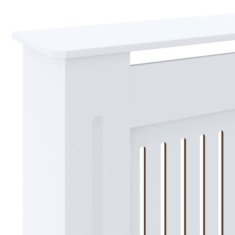 Elementbeskyttelse 142–205×20,5×81,5 cm / radiatorbeskyttelse med ribber og hylle – Hvit