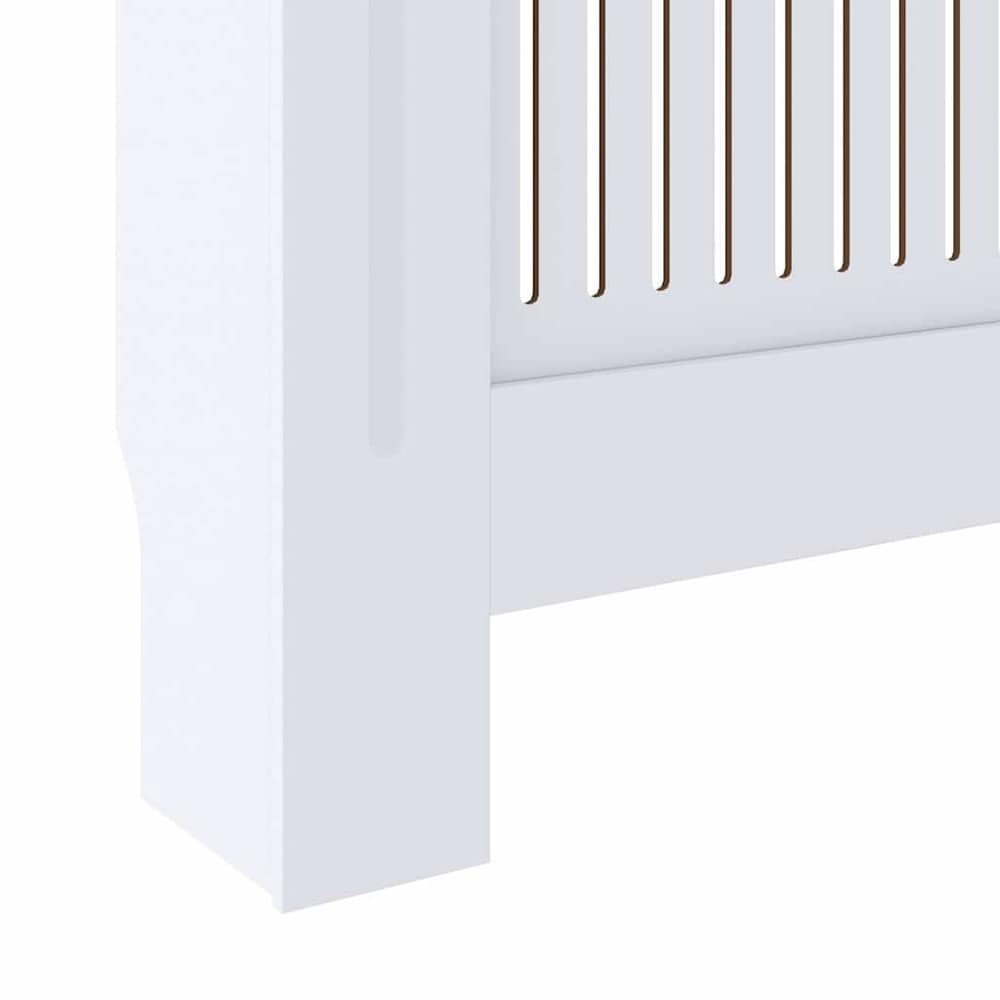 Elementbeskyttelse 142–205×20,5×81,5 cm / radiatorbeskyttelse med ribber og hylle – Hvit