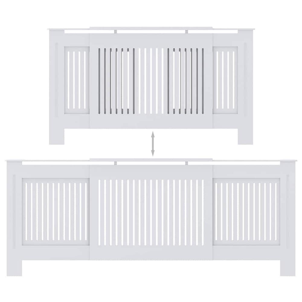 Elementbeskyttelse 142–205×20,5×81,5 cm / radiatorbeskyttelse med ribber og hylle – Hvit