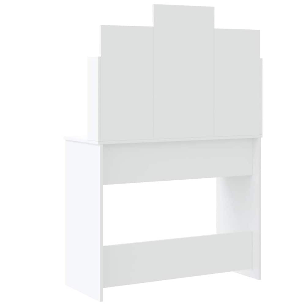 Sminkbord 96×40×142 cm / toalettbord med speil og justerbar LED-belysning – Hvit
