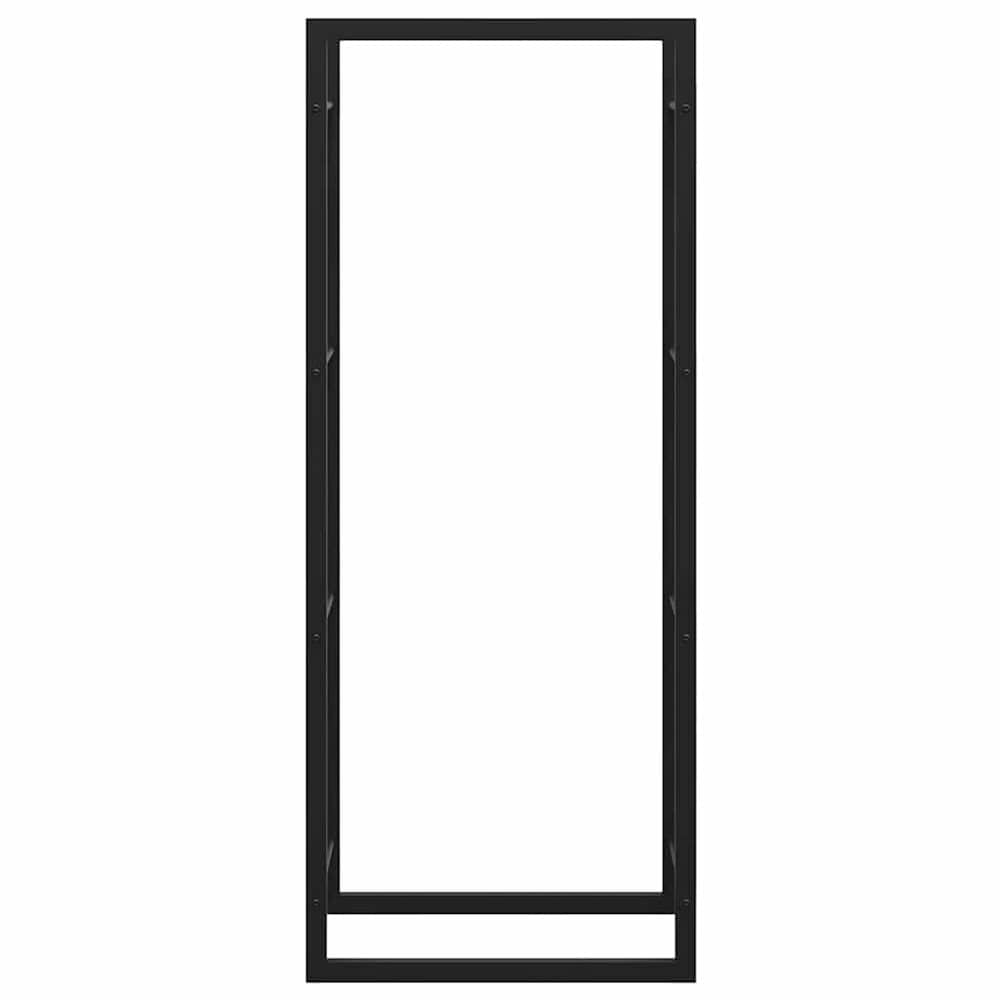 Vedstativ 50×28×132 cm / vedoppbevaring i stål – Mattsvart