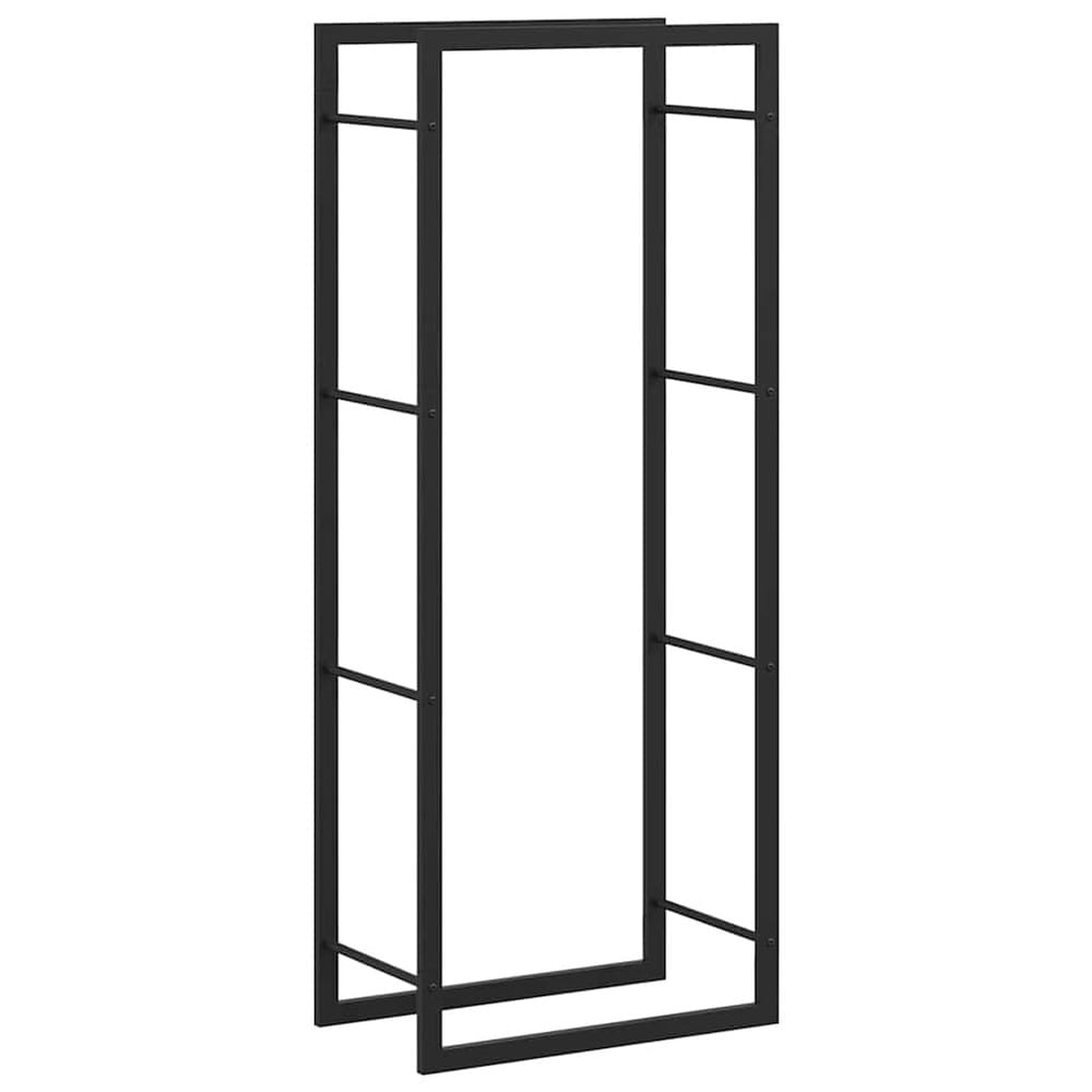 Vedstativ 50×28×132 cm / vedoppbevaring i stål – Mattsvart
