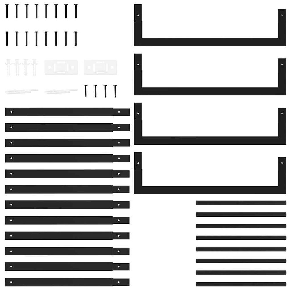 Vedstativ 50×28×132 cm / vedoppbevaring i stål – Mattsvart