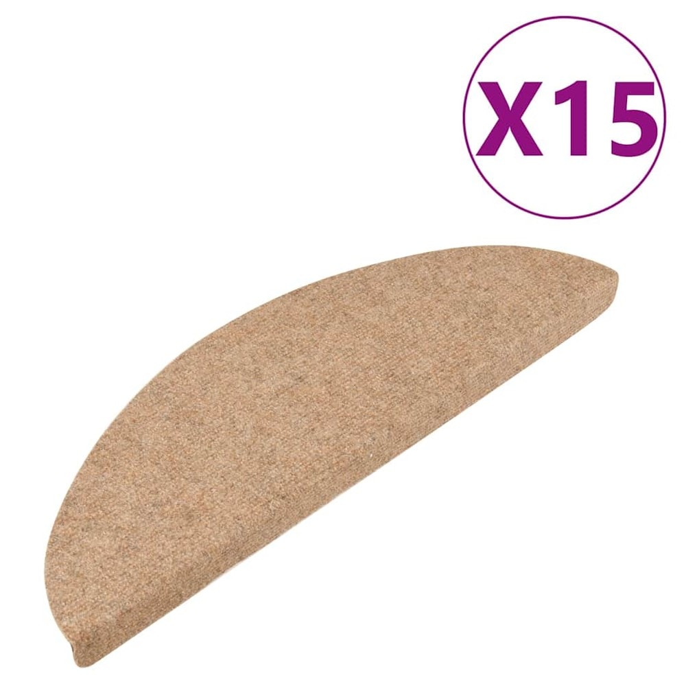 15 stk trappetepper 56×17×3 cm / selvklebende tepper til trappetrinn i nålefilt – Beige