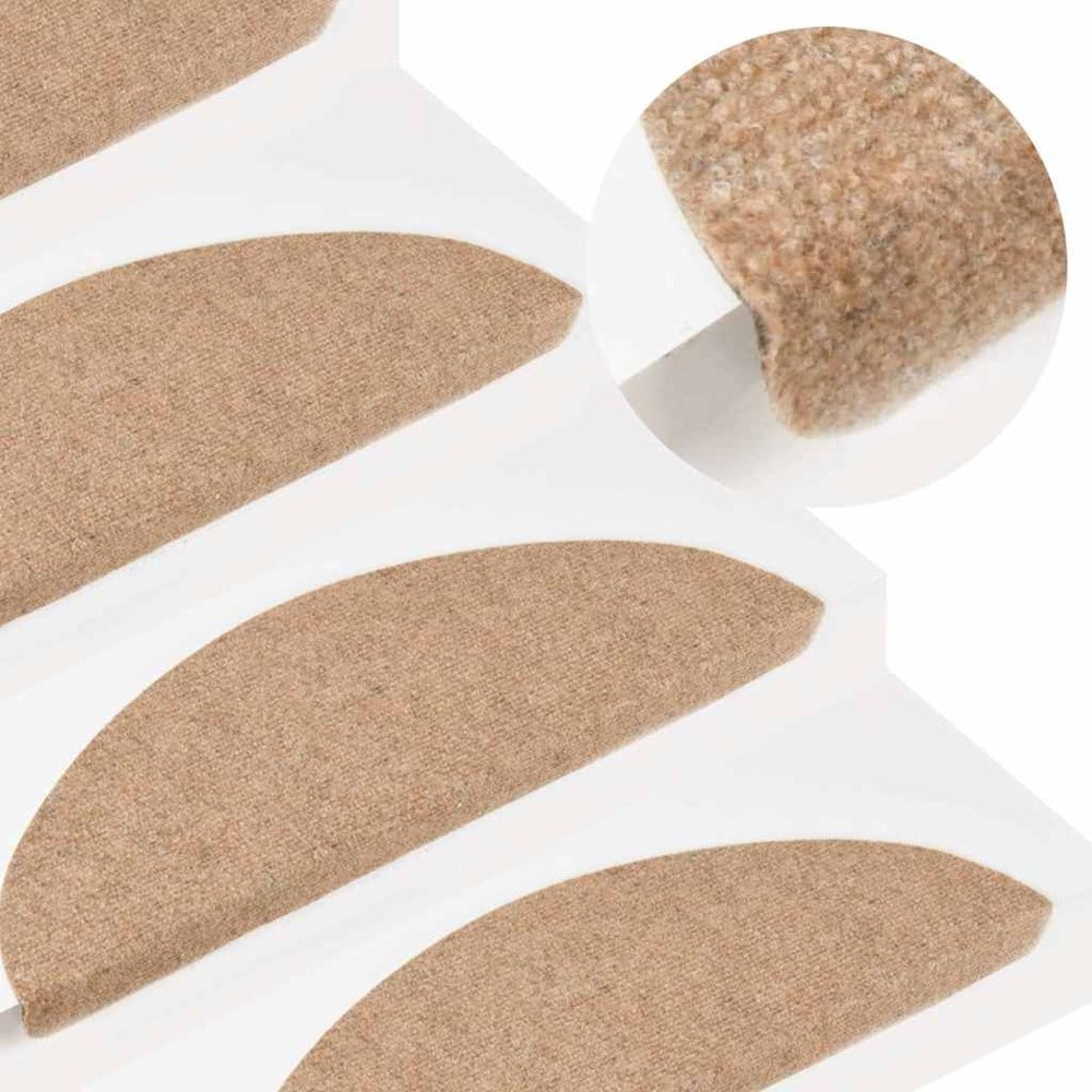 15 stk trappetepper 56×17×3 cm / selvklebende tepper til trappetrinn i nålefilt – Beige