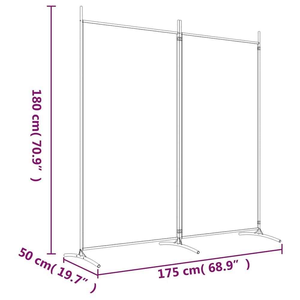 Romdeler 175×180 cm / sammenleggbar skjermvegg med 2 paneler / foldevegg – Svart
