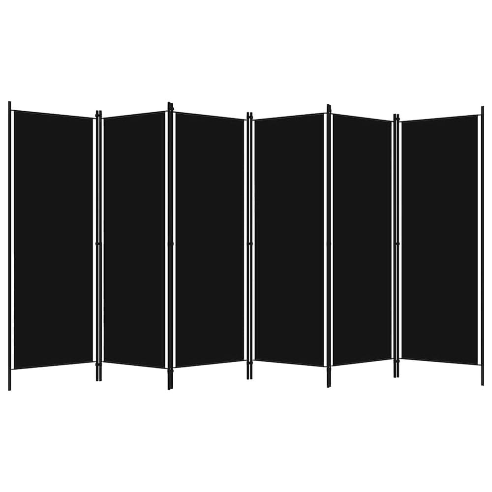 Romdeler 300×180 cm / sammenleggbar skjermvegg med 6 paneler / foldevegg – Svart