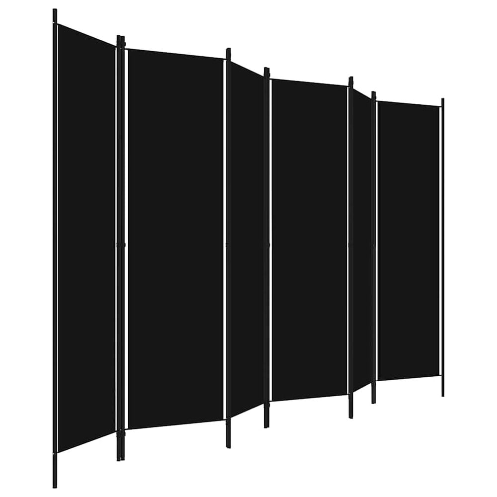 Romdeler 300×180 cm / sammenleggbar skjermvegg med 6 paneler / foldevegg – Svart