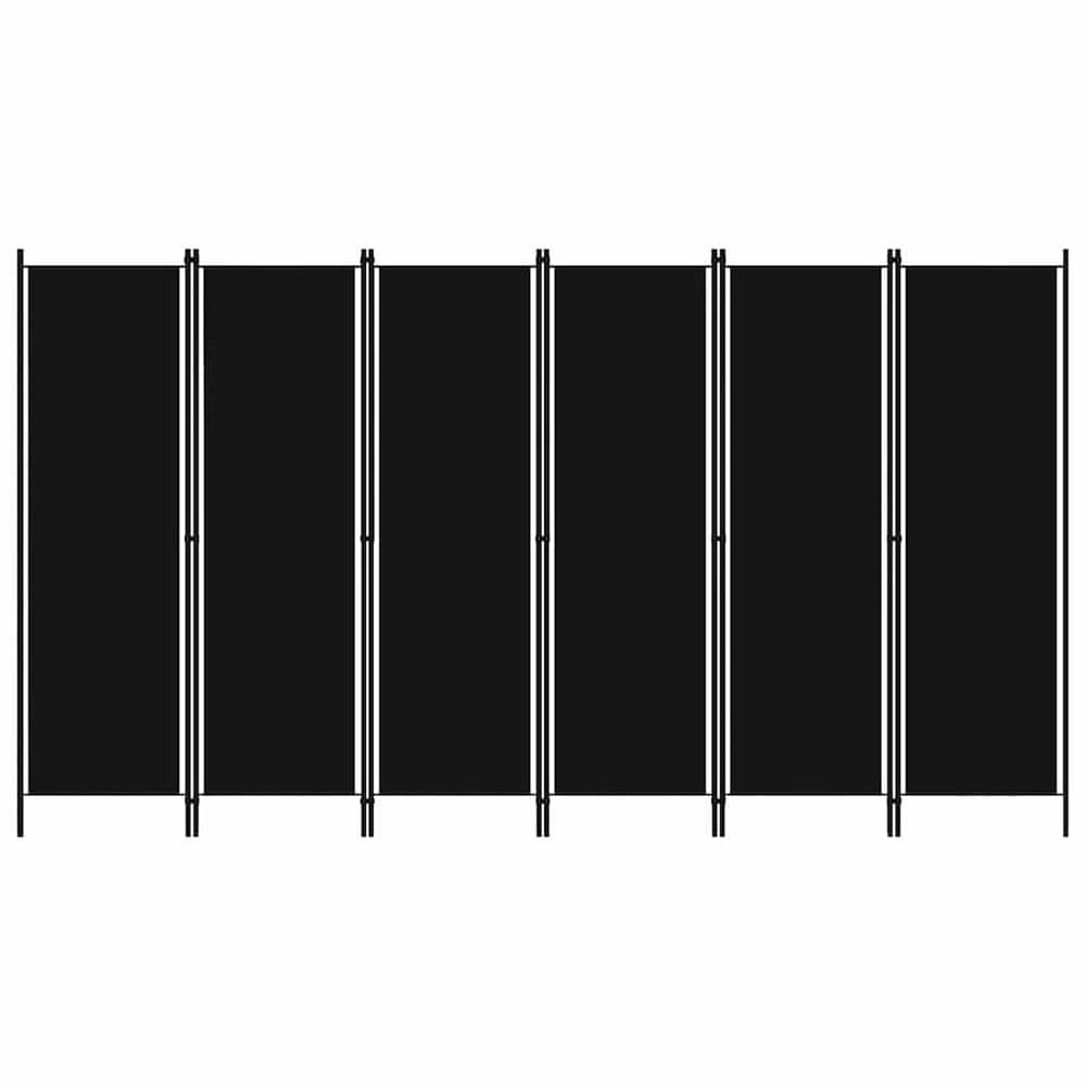 Romdeler 300×180 cm / sammenleggbar skjermvegg med 6 paneler / foldevegg – Svart