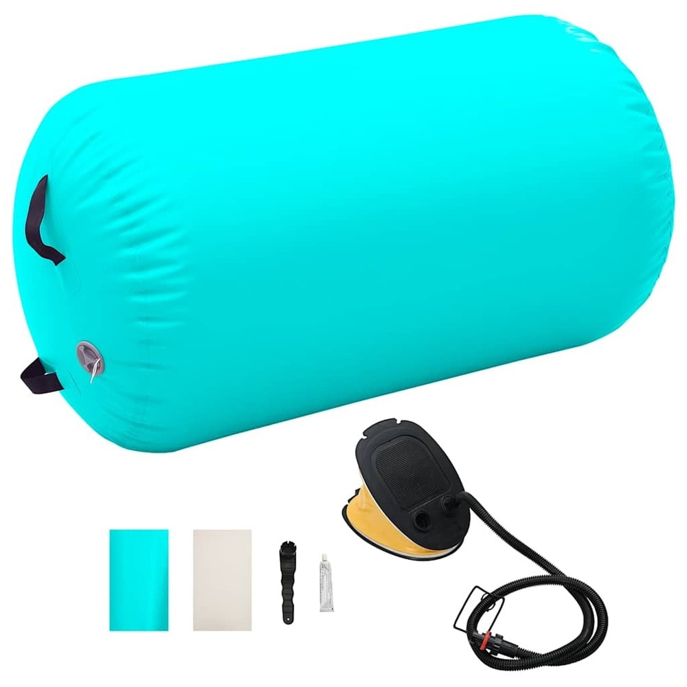 Air Roll 100×60 cm / oppblåsbar gymnastikkrulle med fotpumpe / treningsrulle – Grønn