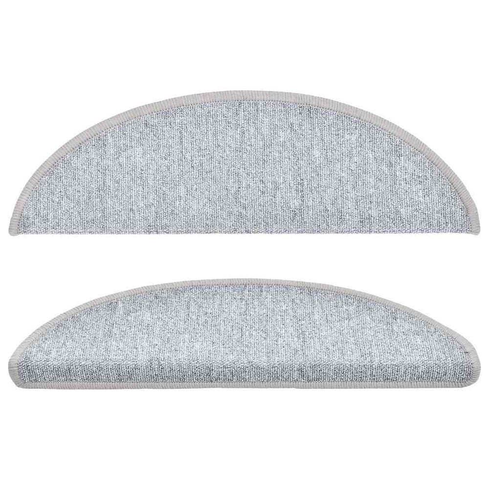 15 stk halvrunde trappematter 56×17×3 cm / trappematter i tuftet polypropylen – Lysegrå