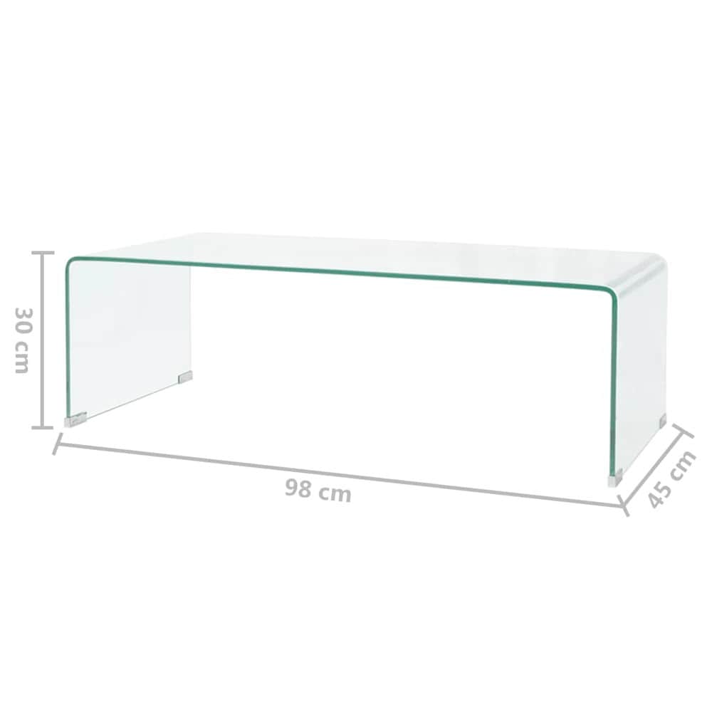 Salongbord i herdet glass 98×45×30 cm / glassbord / stuebord – Gjennomsiktig