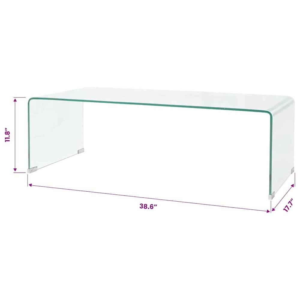 Salongbord i herdet glass 98×45×30 cm / glassbord / stuebord – Gjennomsiktig