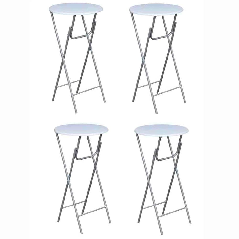 4 stk sammenleggbare barbord 60×60×112 cm / ståbord / høye bord med stålben – Hvit