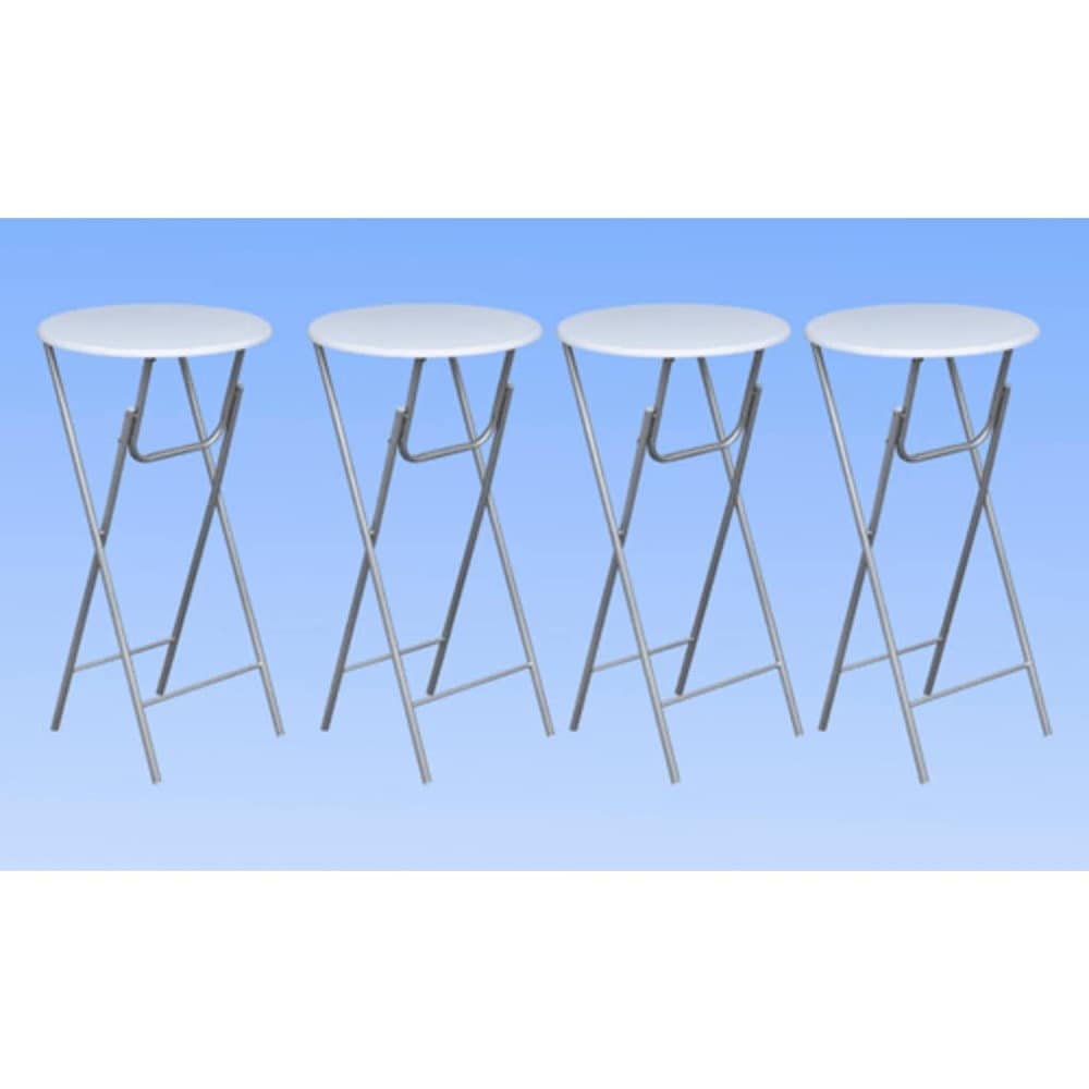 4 stk sammenleggbare barbord 60×60×112 cm / ståbord / høye bord med stålben – Hvit