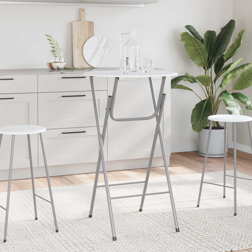 4 stk sammenleggbare barbord 60×60×112 cm / ståbord / høye bord med stålben – Hvit