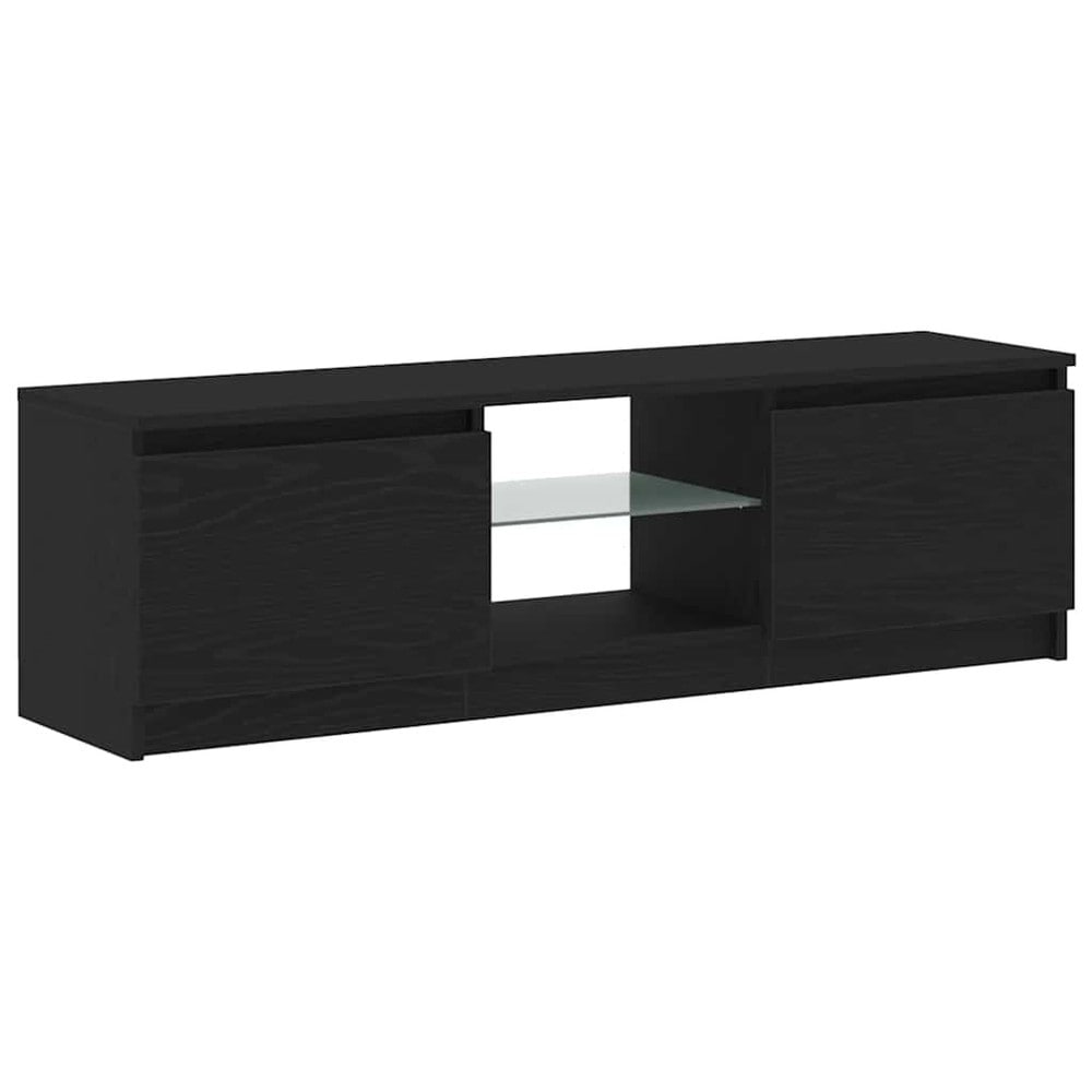 TV-benk 120×30×36 cm / mediebenk med RGB LED-belysning og oppbevaring – Svart
