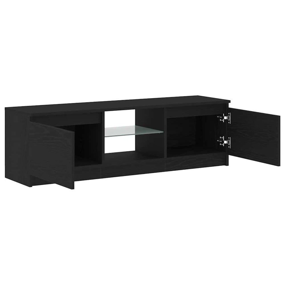 TV-benk 120×30×36 cm / mediebenk med RGB LED-belysning og oppbevaring – Svart