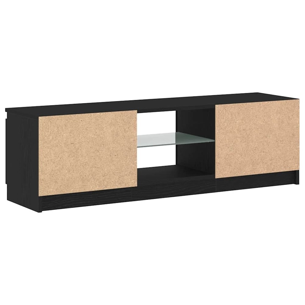 TV-benk 120×30×36 cm / mediebenk med RGB LED-belysning og oppbevaring – Svart