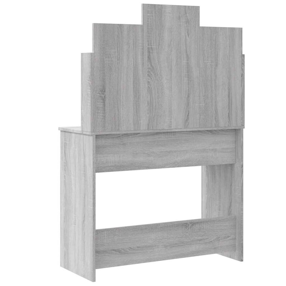 Sminkebord 96×40×142 cm / toalettbord med speil, LED-belysning og oppbevaring – Grå