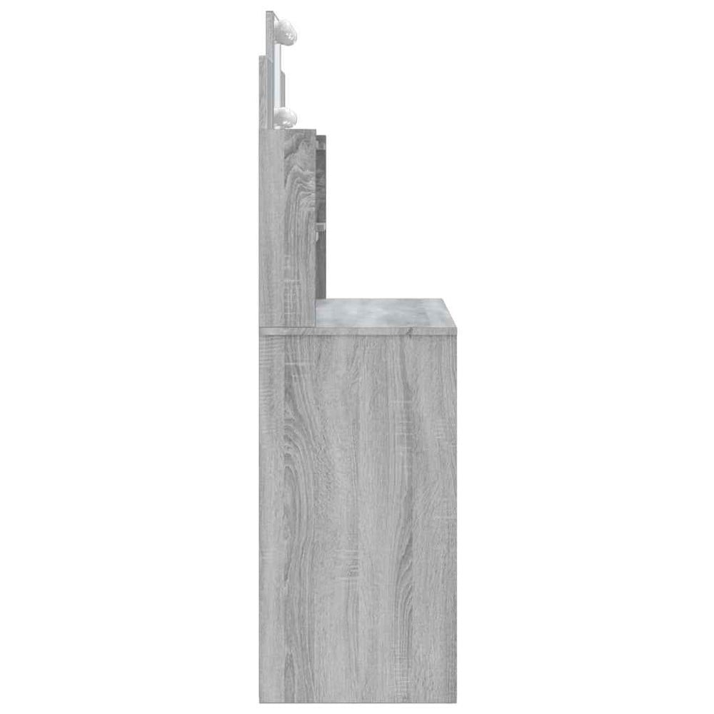 Sminkebord 96×40×142 cm / toalettbord med speil, LED-belysning og oppbevaring – Grå