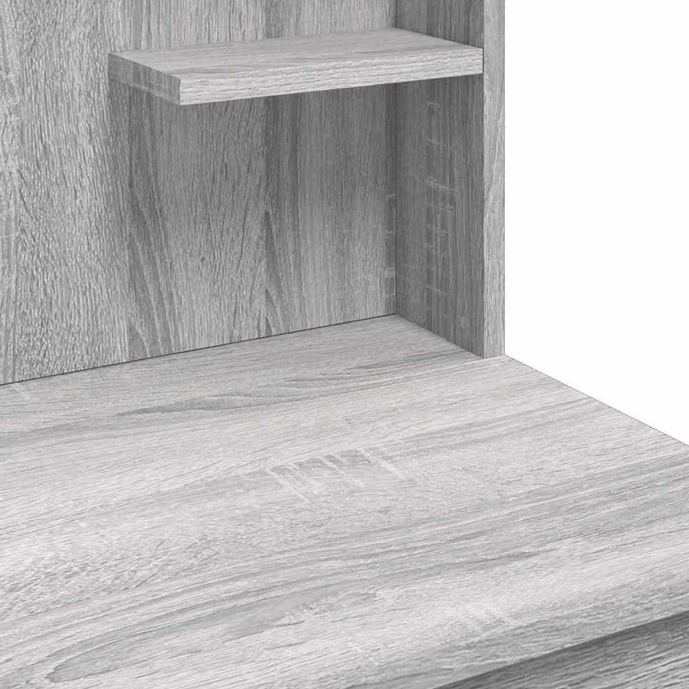 Sminkebord 96×40×142 cm / toalettbord med speil, LED-belysning og oppbevaring – Grå