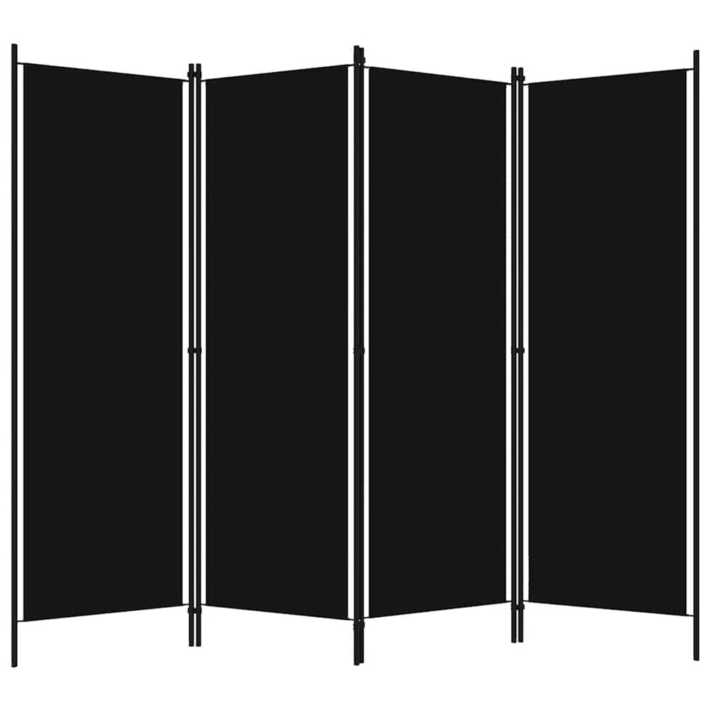 Romdeler 4 paneler 200×180 cm / foldeskjerm / skillevegg / innsynsbeskyttelse – Svart