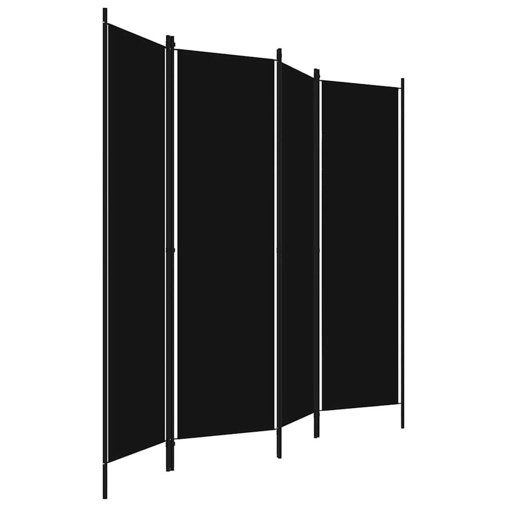 Romdeler 4 paneler 200×180 cm / foldeskjerm / skillevegg / innsynsbeskyttelse – Svart