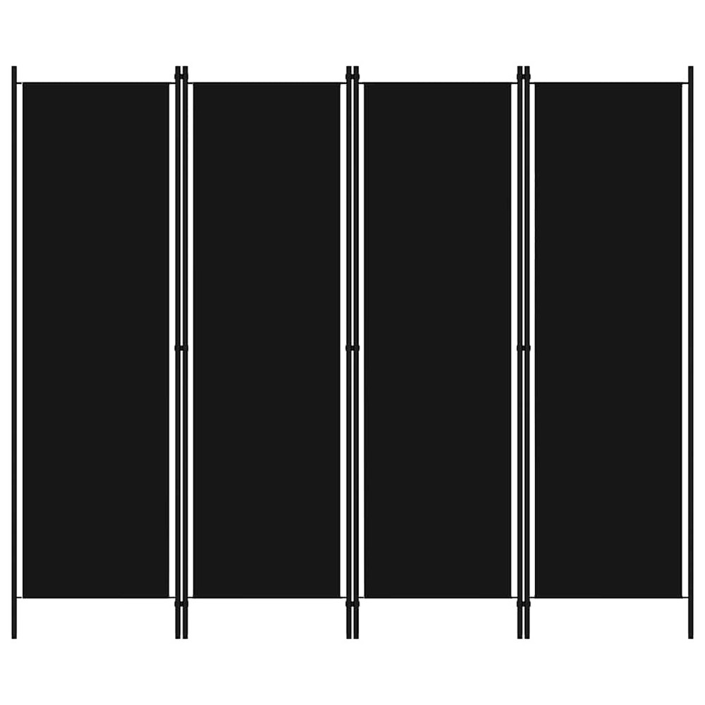 Romdeler 4 paneler 200×180 cm / foldeskjerm / skillevegg / innsynsbeskyttelse – Svart