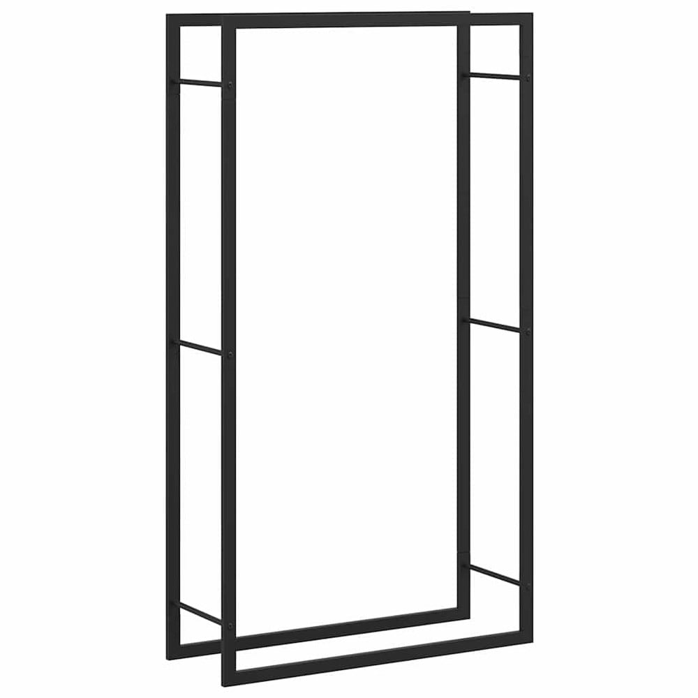 Vedstativ 80×28×154 cm / vedoppbevaring / vedholder i stål – Mattsvart