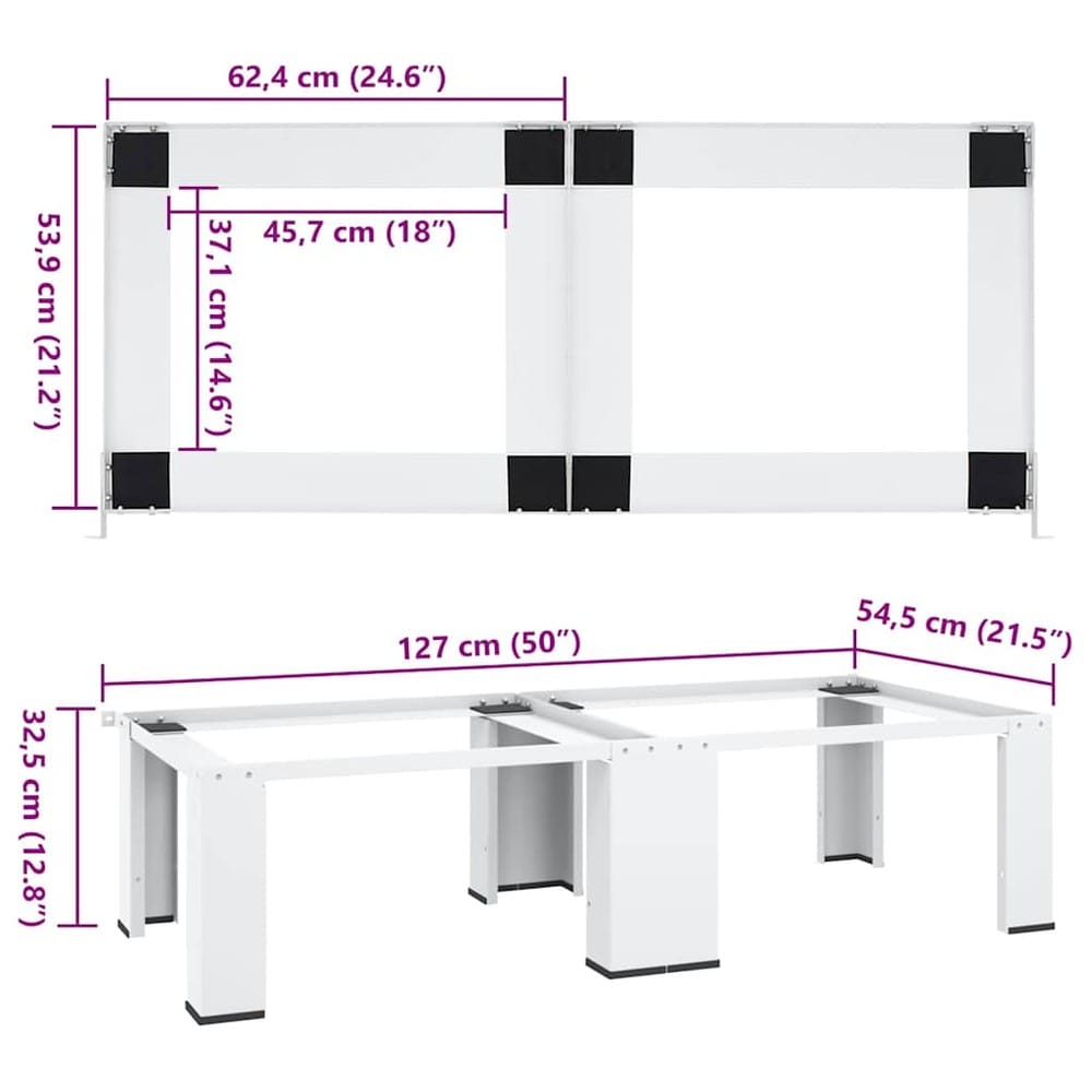 Sokkel for vaskemaskin og tørketrommel 127×54,5×32,5 cm / dobbel maskinsokkel opptil 200 kg – Hvit