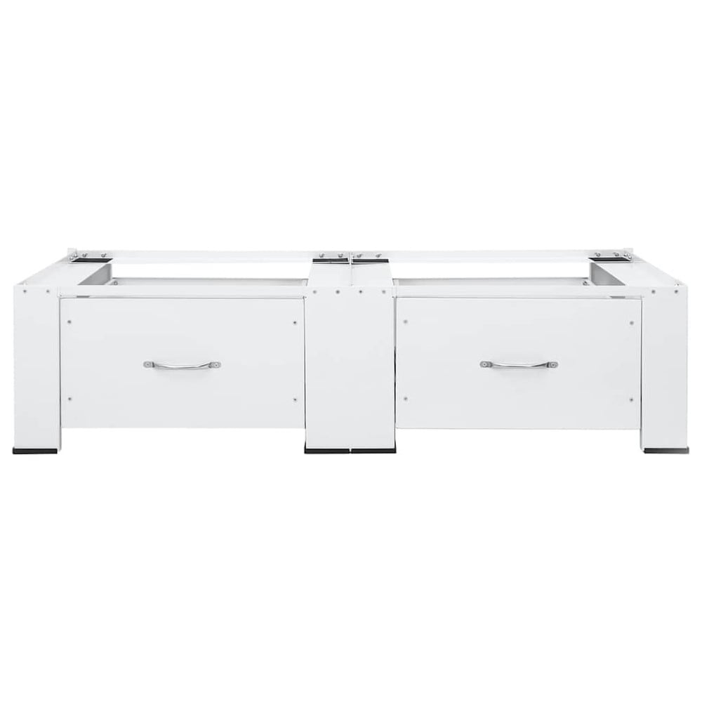 Dobbel sokkel for vaskemaskin og tørketrommel 127×54,5×32,5 cm / 2 skuffer – Hvit