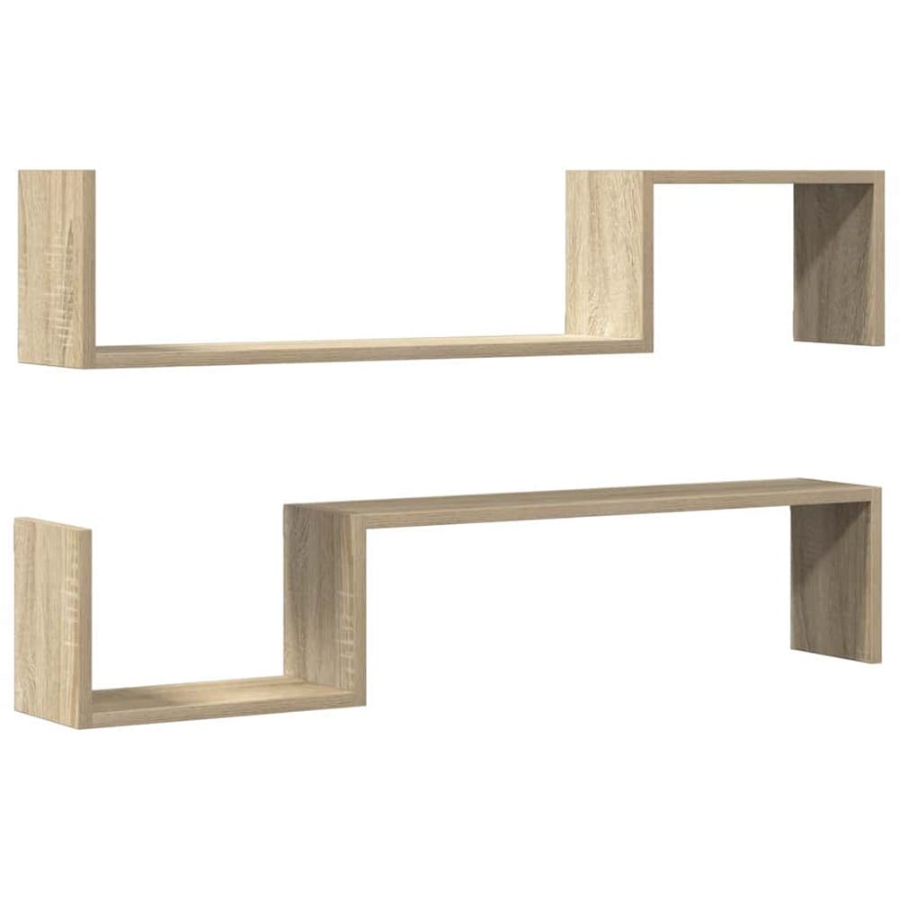 2 stk vegghyller 100×15×20 cm / svevende hyller med skjult montering – Eikestruktur
