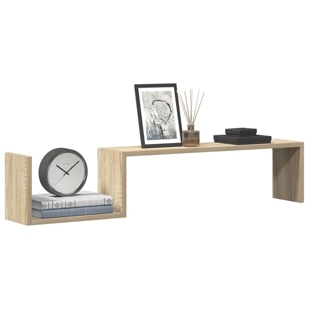 2 stk vegghyller 100×15×20 cm / svevende hyller med skjult montering – Eikestruktur