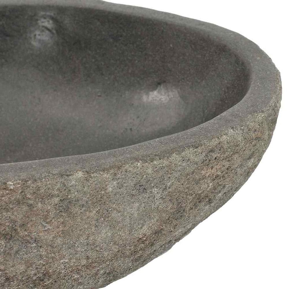 Servant i elvestein 29–38×24–31×12 cm / oval vask i naturstein