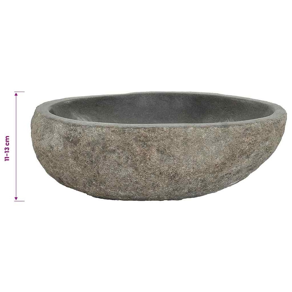 Servant i elvestein 29–38×24–31×12 cm / oval vask i naturstein