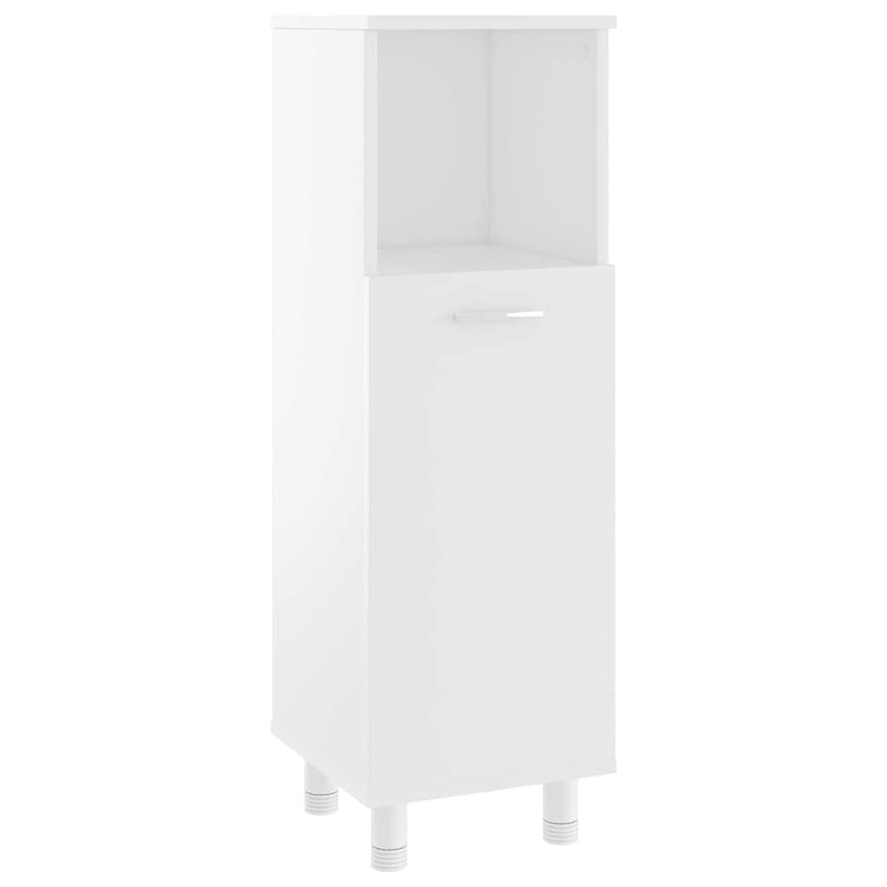 Baderomsskap 30×30×95 cm / smalt gulvskap med 3 rom og dør – Hvit