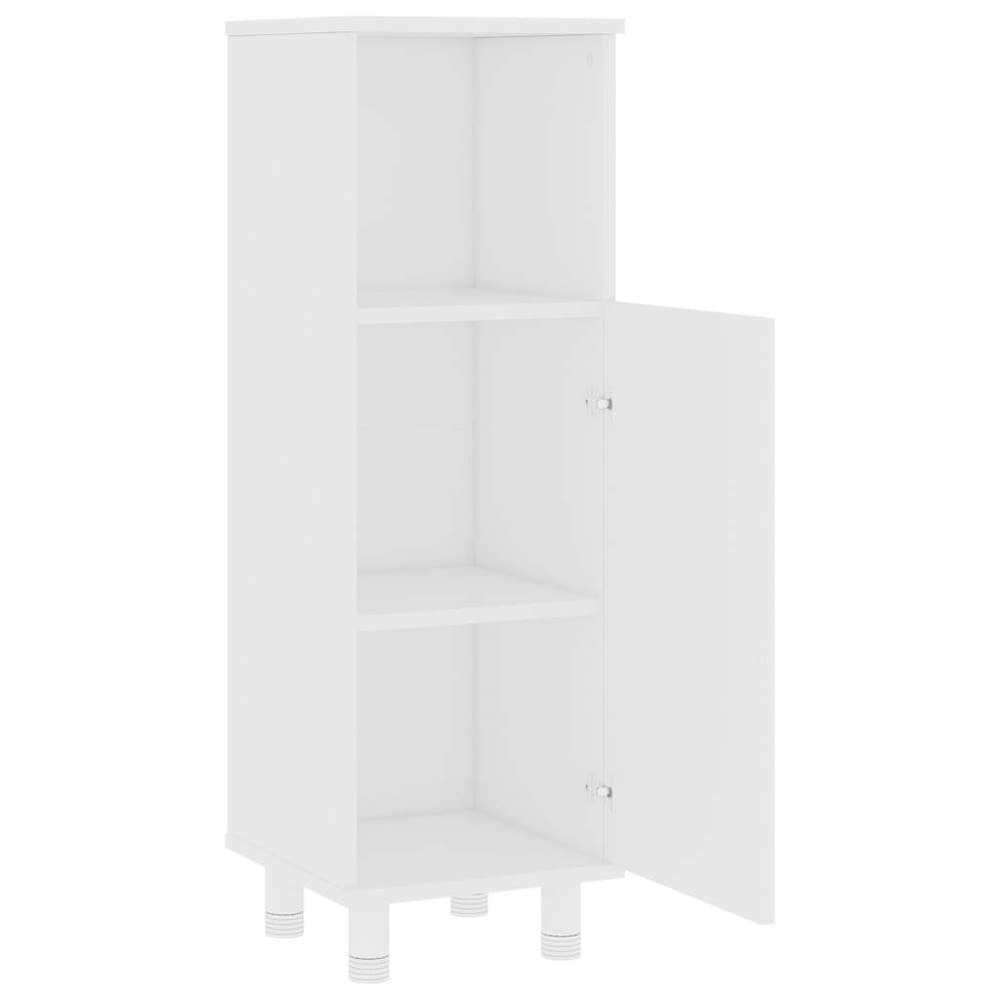 Baderomsskap 30×30×95 cm / smalt gulvskap med 3 rom og dør – Hvit
