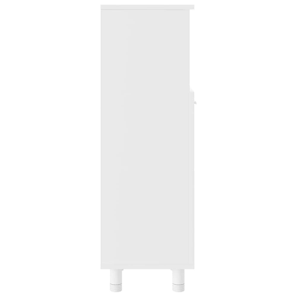 Baderomsskap 30×30×95 cm / smalt gulvskap med 3 rom og dør – Hvit