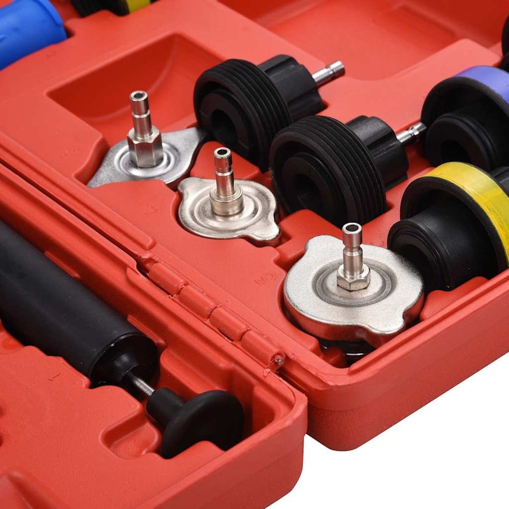 Trykktester for kjølesystem 18 deler / lekkasjetester med manometer 0–2,5 bar
