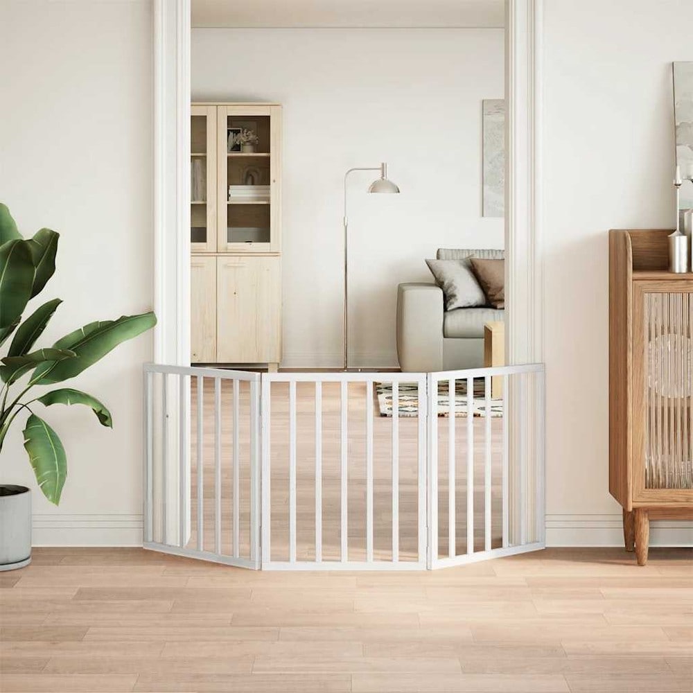 Hundegitter 150×60 cm / frittstående sammenleggbart kjæledyrgitter med 3 paneler – Hvit