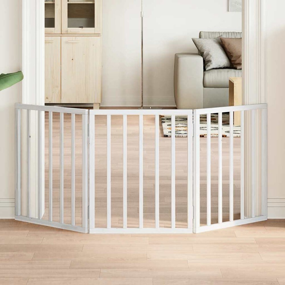 Hundegitter 150×60 cm / frittstående sammenleggbart kjæledyrgitter med 3 paneler – Hvit